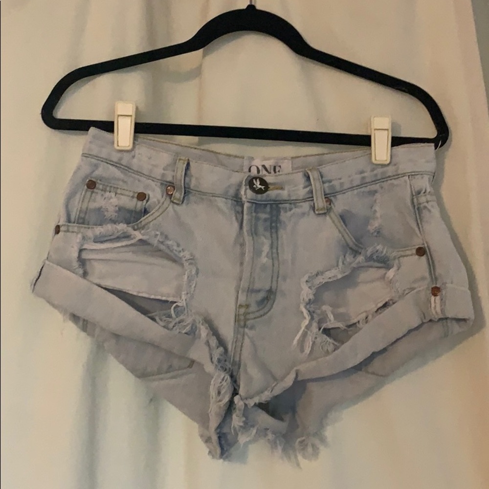 LIGHT BLUE ONE TEASPOON BANDITS SHORTS